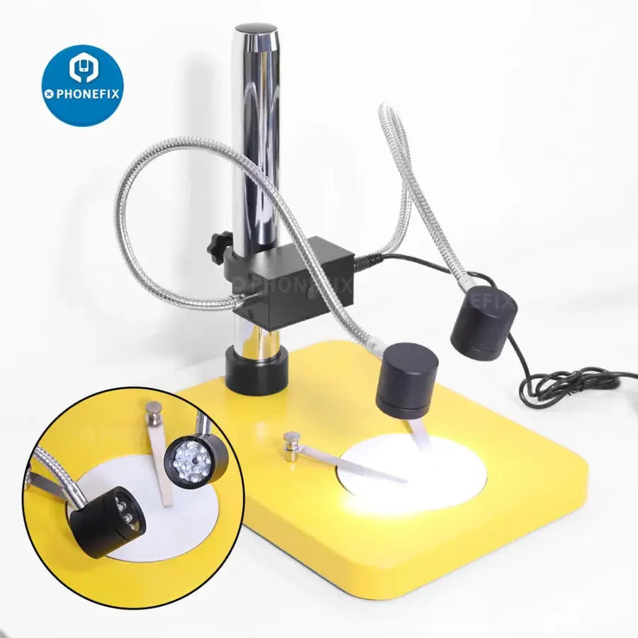 Adjustable LED ring side light illuminator lamp for stereo microscope, designed for precise, even illumination of microscopic specimens.
