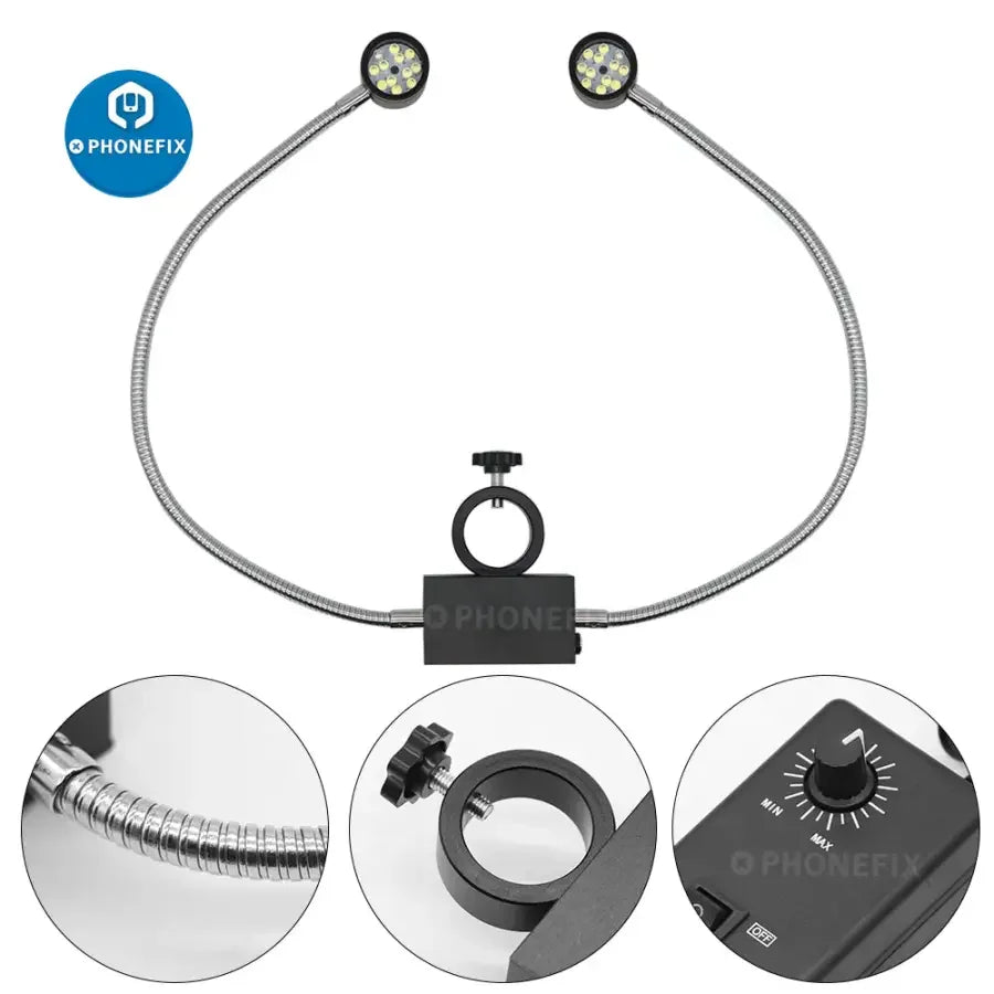 Adjustable LED ring side light illuminator lamp for stereo microscope, designed for precise microscopy illumination.