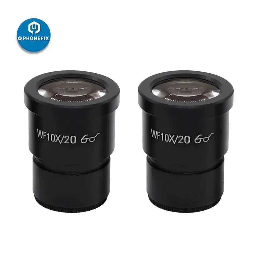 PhoneFix WF 10X 20X super widefield trinocular microscope eyepieces with 30mm diameter, compatible with professional microscopes.