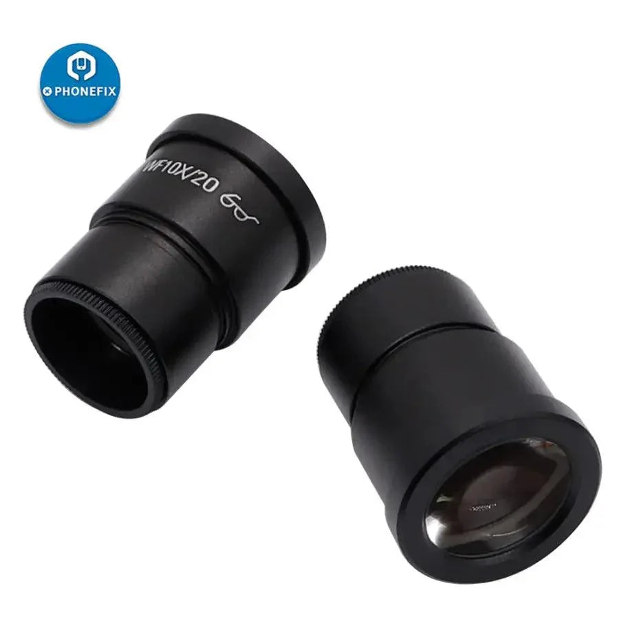 PhoneFIX WF 10X 20X super widefield trinocular microscope eyepieces set, 30mm diameter, for advanced microscope imaging and viewing.
