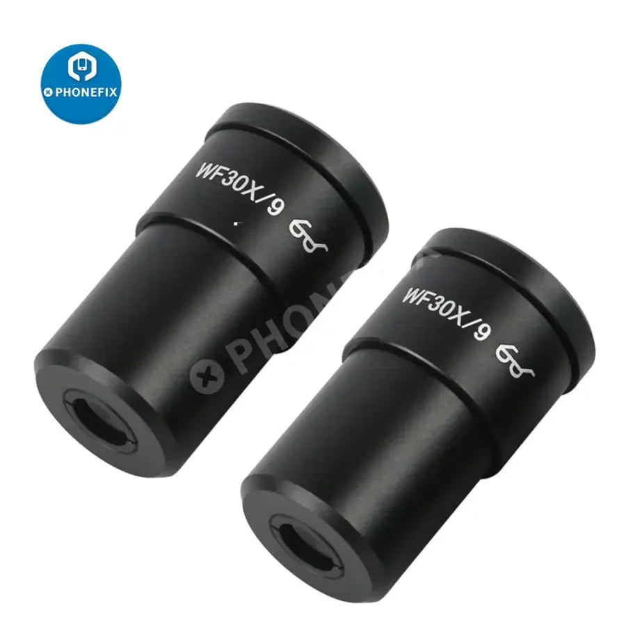 Phonefix wide field eyepiece lens for stereo microscopes, available in WF10X, WF15X, WF20X, WF25X, and WF30X magnifications, with 22mm diameter.