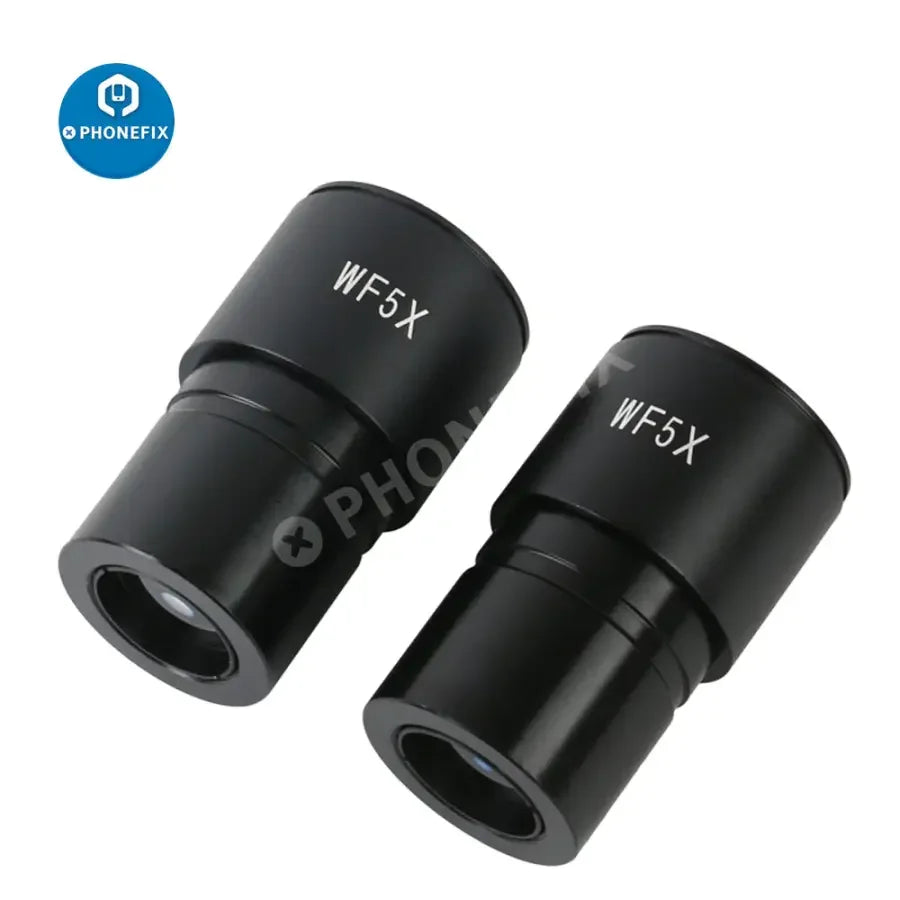 PhoneFix wide field eyepiece lens for stereo microscope, available in WF10X, WF15X, WF20X, WF25X, and WF30X magnifications.