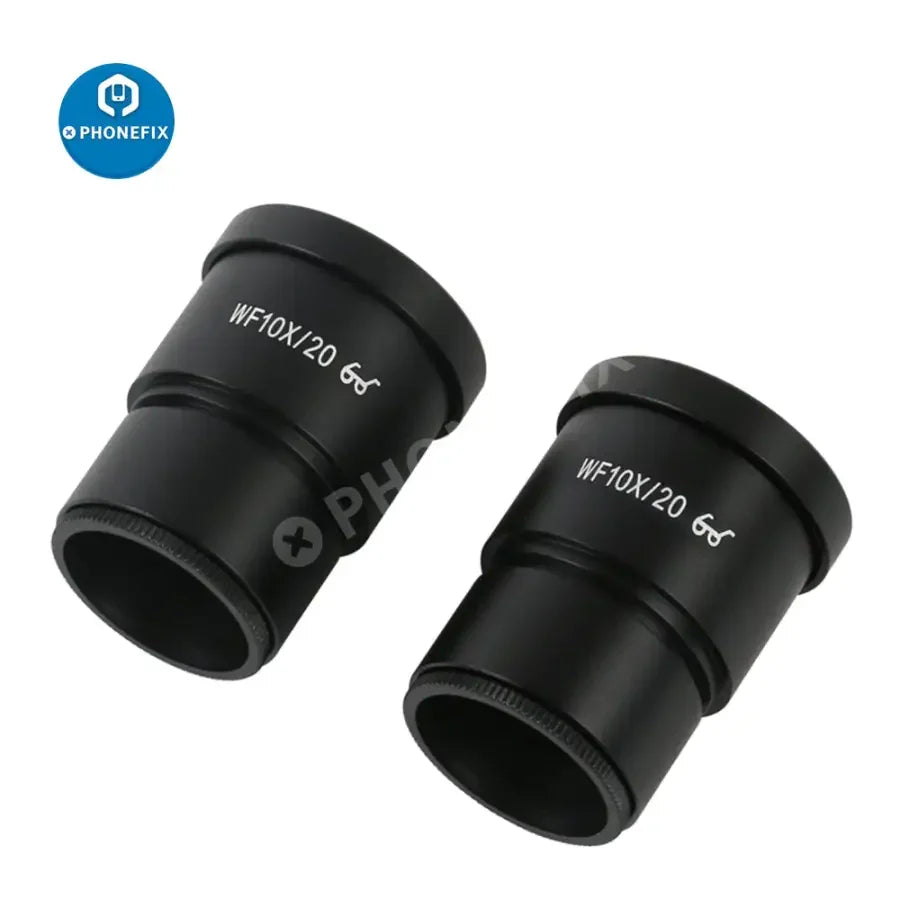 PhoneFix wide field eyepiece lens for stereo microscopes, available in WF10X, WF15X, WF20X, WF25X, and WF30X magnifications.