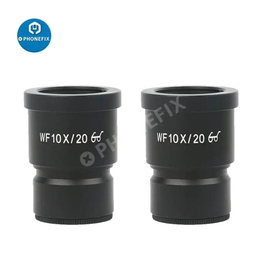 PHONEFIX wide field eyepiece lens for stereo microscopes, available in WF10X, 15X, 20X, 25X, and 30X magnifications.