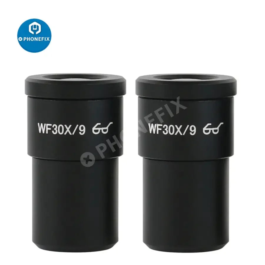 PhoneFix wide field eyepiece lens for stereo microscopes, available in WF10X, WF15X, WF20X, WF25X, and WF30X magnifications.