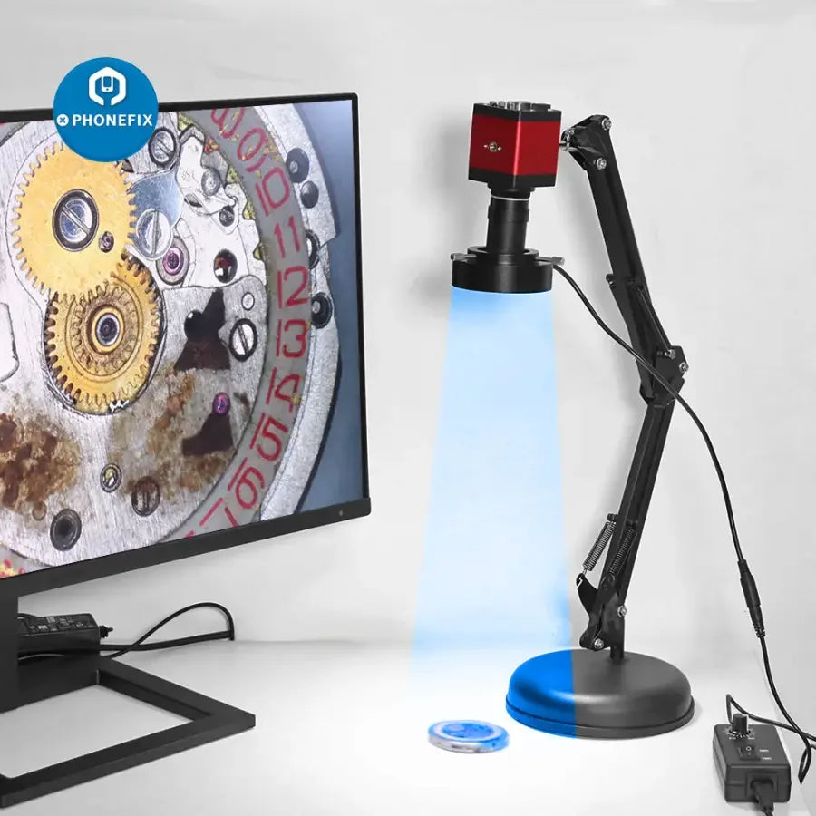 PHONEFIX microscope 108 LED ring light with 41mm multicolored illuminator lamp, designed for microscope accessories.