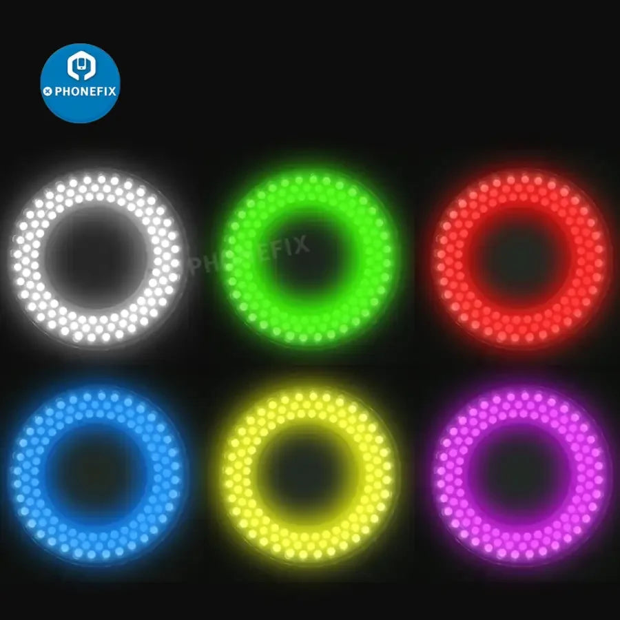 PHONEFIX Microscope 108 LED Ring Light with 41mm multicolored illuminator for enhanced microscopy lighting accessories.