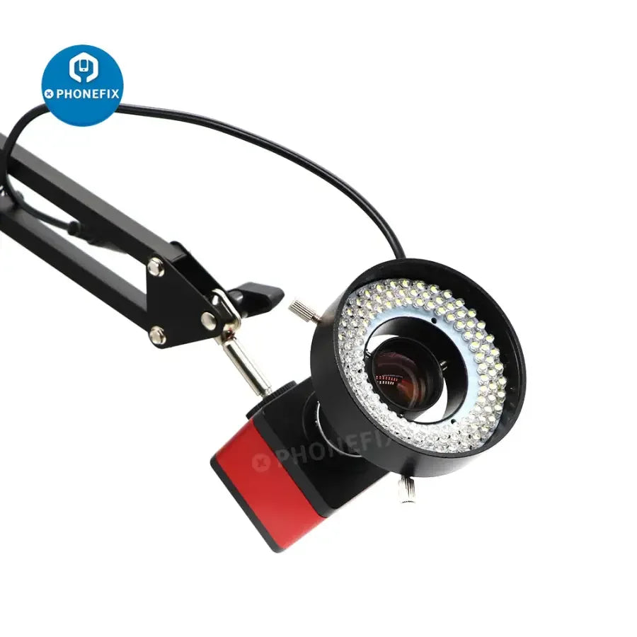 PhoneFix microscope 108 LED ring light with 41mm multicolored illuminator lamp, ideal for enhancing microscopic viewing.