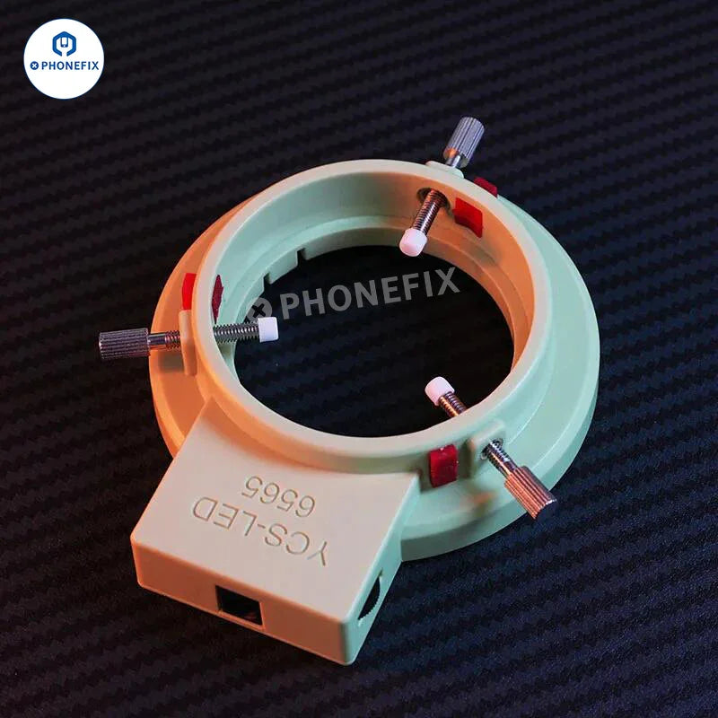 Soporte de brazo oscilante para microscopio PHONEFIX YCS con luz anular de 144 LED, accesorio para microscopio que mejora la iluminación y la estabilidad.