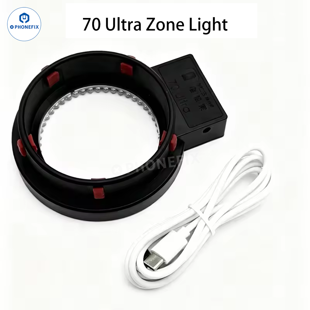 Soporte de brazo oscilante para microscopio YCS con fuente de luz anular de 144 LED, accesorio para microscopio que mejora la iluminación y la visualización.