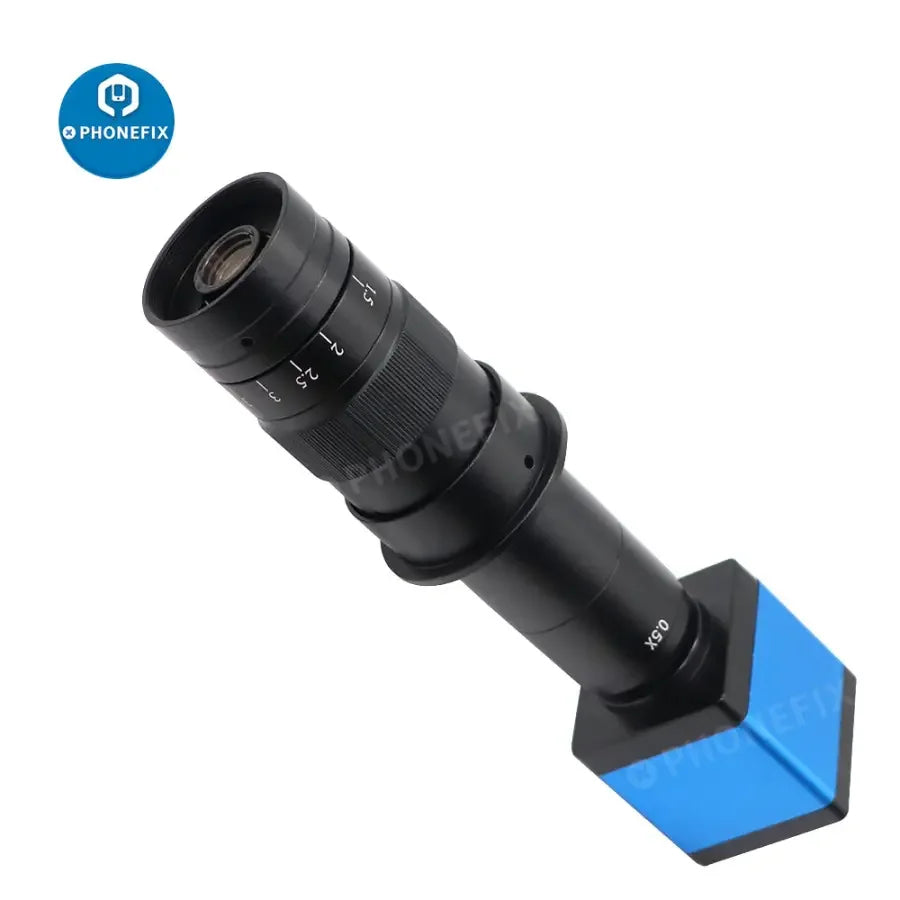 PhoneFIX 13MP 1080P industrial microscope camera with HDMI and USB, featuring a precision lens for detailed digital microscopy.