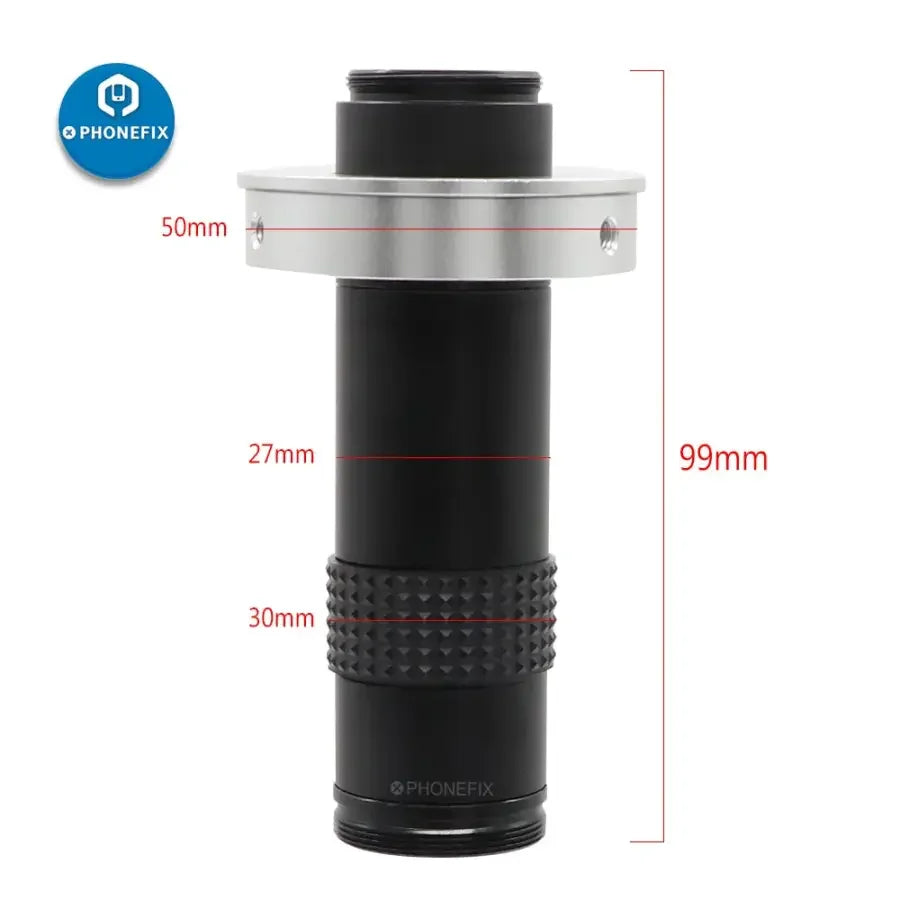 PhoneFix 38MP HDMI Microscope Camera with 40mm lens, 120x magnification, white LED, for iPhone soldering and industrial repair.