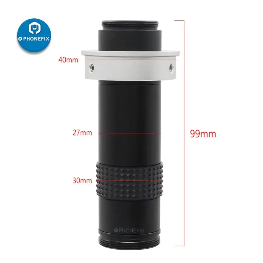 PHONEFIX 38MP 60FPS HD HDMI microscope camera with 40mm lens, 120x magnification, white LED, ideal for iPhone soldering and repair.