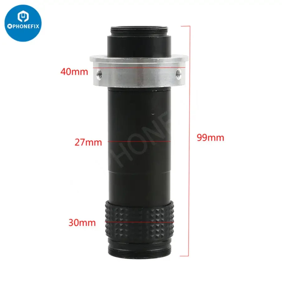 Ensemble caméra et microscope numérique industriel PHONEFIX 48MP 4K avec objectif 130X, montrant une vue rapprochée du microscope et de l'équipement de la caméra.