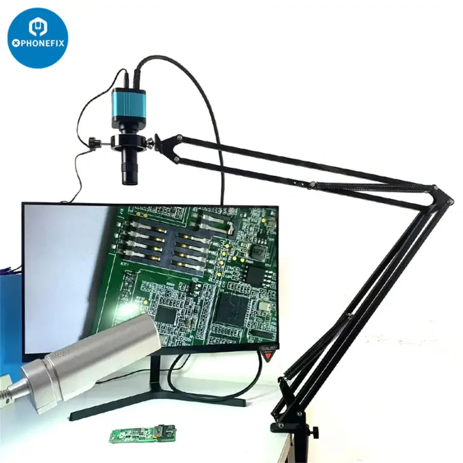 Ensemble caméra et objectif 130X pour microscope numérique industriel Phonefix 48MP 4K, présentant les détails de la caméra et de l'objectif pour une imagerie haute résolution.