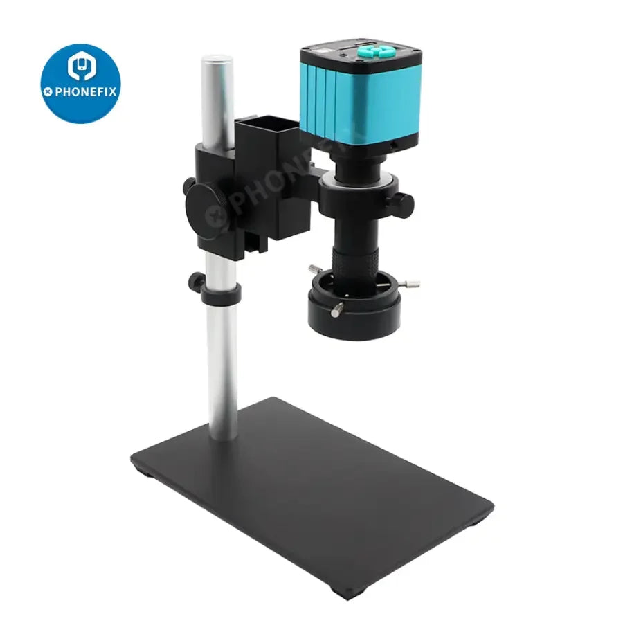 PHONEFIX 48MP 4K HDMI USB Microscope Camera with C-mount lens, featuring 180X and 130X magnification for detailed imaging.