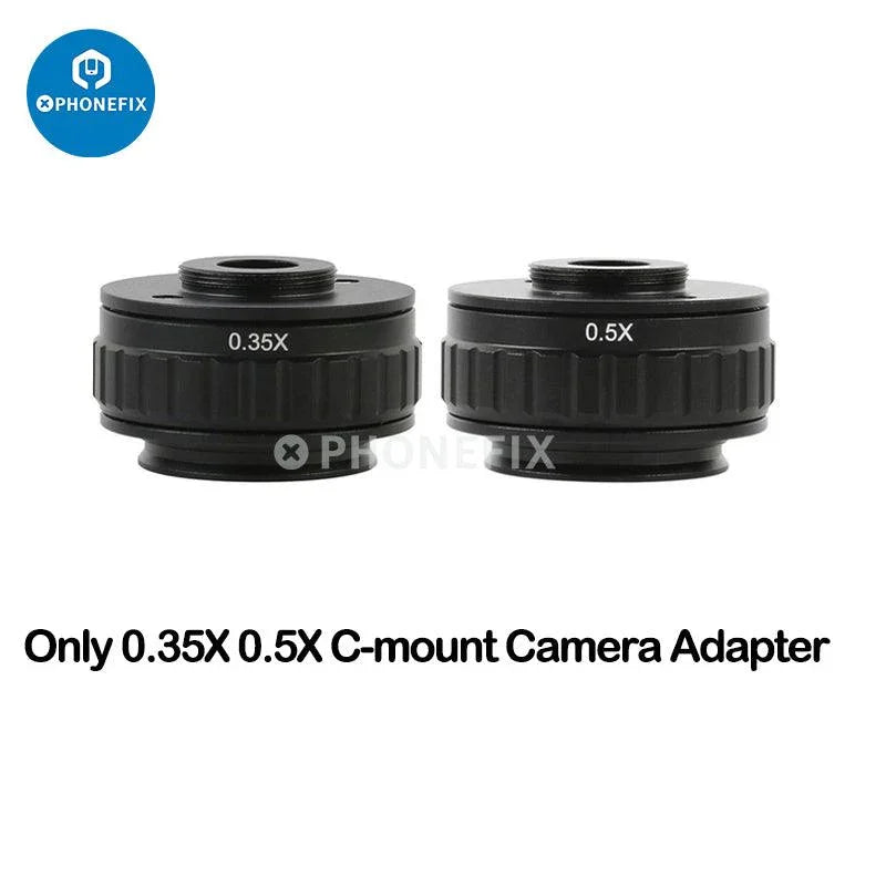 PHONEFIX 4K HDMI industrial microscope camera with trinocular stereo setup and 90x zoom for detailed digital microscopy.