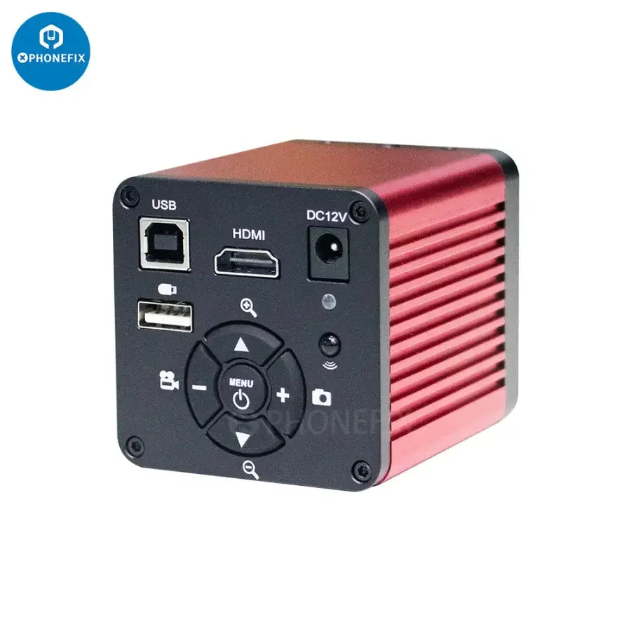 PhoneFix HDMI 48MP 4K USB microscope camera set with 130x lens and 56 LED lights, ideal for detailed microscopic imaging.