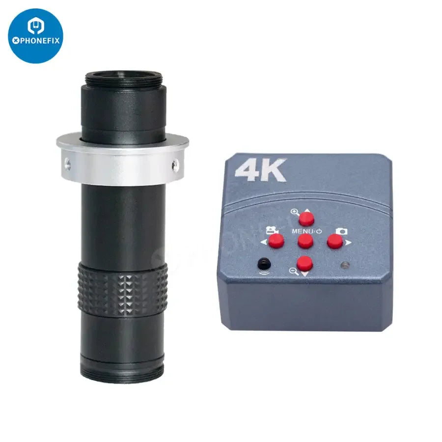 PHONEFIX 4K HDMI USB industrial digital microscope camera with 130X lens for detailed high-resolution imaging.