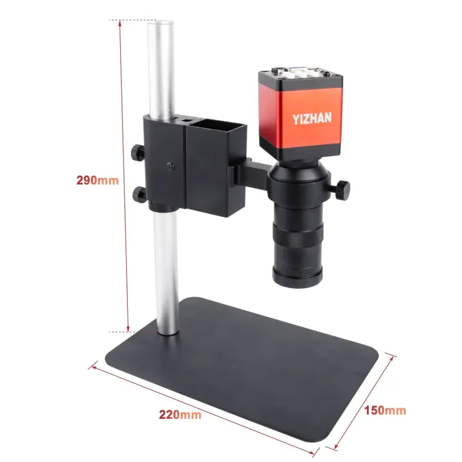 13MP HDMI VGA industrial microscope camera with C-mount lens, ring light, and lamp for detailed microscopy imaging by PHONEFIX.