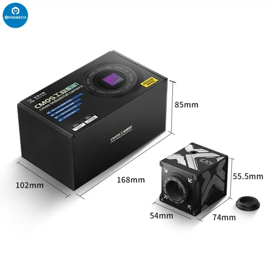 PhoneFIX CX3 CX4 CMOS industrial microscope camera with 1080P resolution and 4800W image sensor for detailed imaging.