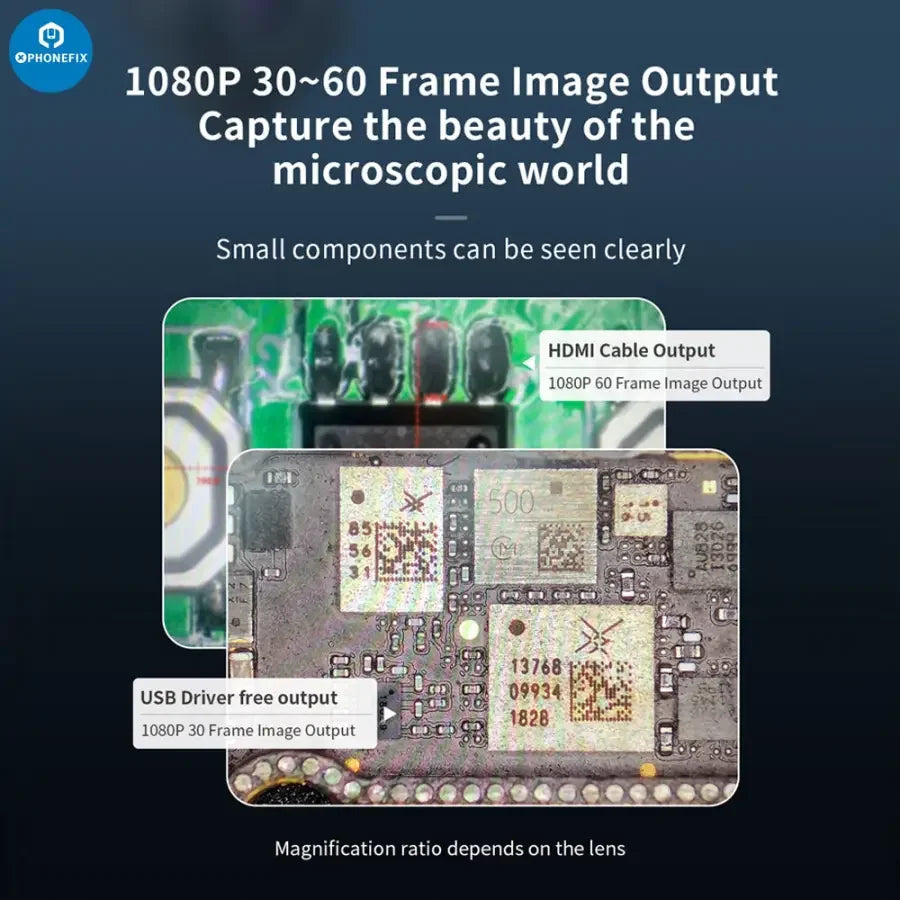 PhoneFix CX3 CX4 CMOS industrial microscope camera with 1080P resolution and 4800W image sensor, designed for detailed imaging.