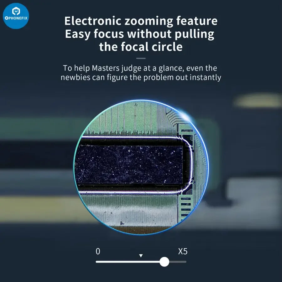 PhoneFix CX3 CX4 CMOS industrial microscope camera showing 1080P resolution and 4800W image sensor in a close-up view.