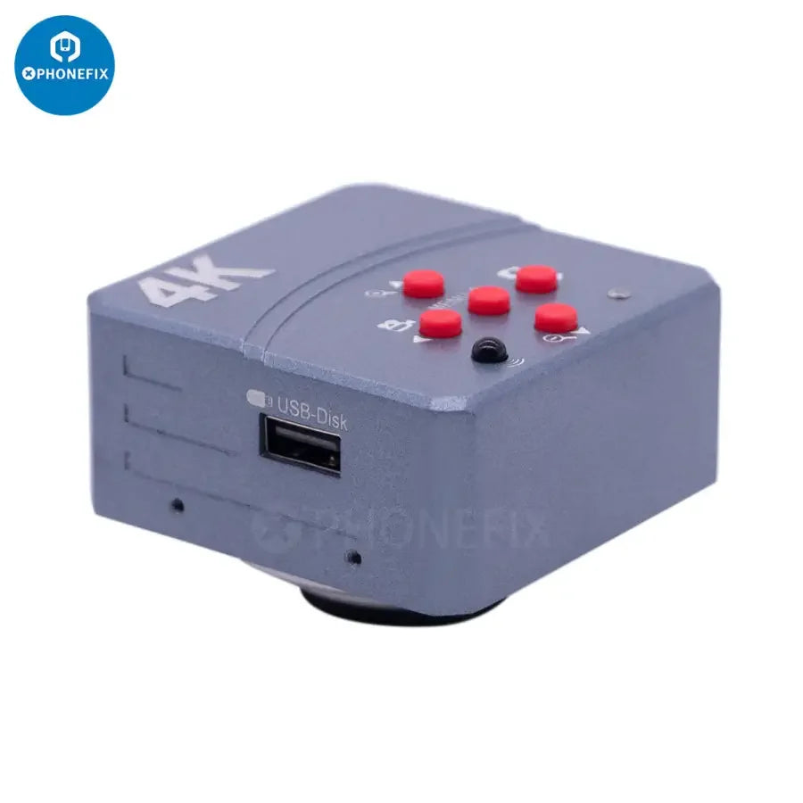 PHONEFIX 4K 60fps HDMI USB CS Mount Digital Industrial Microscope Camera showing detailed view of microscopic samples.