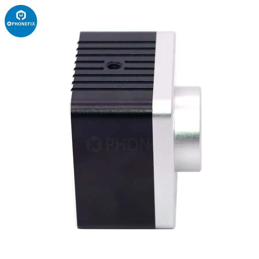 Cámara microscópica industrial de PHONEFIX con HDMI, VGA, sensor CMOS y almacenamiento en unidad USB para obtener imágenes microscópicas detalladas.