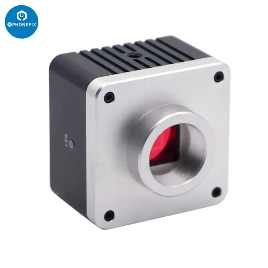 Microscopio industrial con cámara de PHONEFIX, con salidas HDMI y VGA, sensor CMOS y almacenamiento en unidad USB para obtener imágenes ampliadas con gran detalle.
