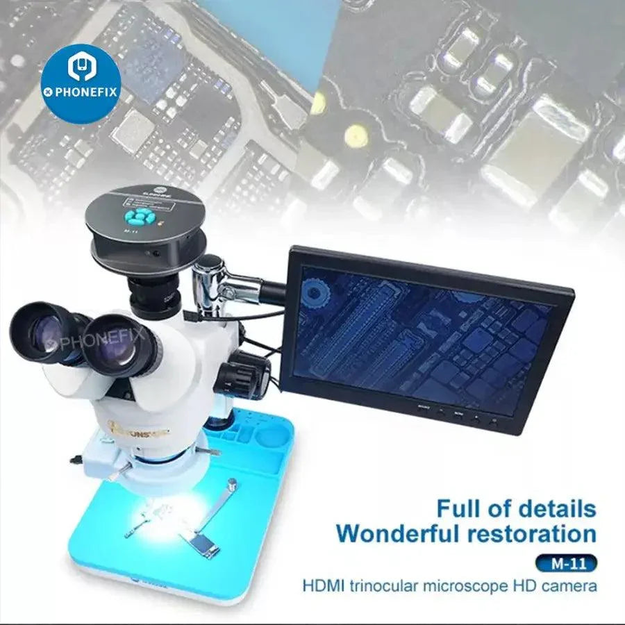 Sunshine M-11 4800W HDMI microscope camera with Panasonic CMOS image sensor, used for capturing detailed microscopic images.
