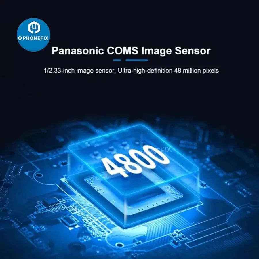 SUNSHINE M-11 4800W HDMI microscope camera by PHONEFIX featuring Panasonic CMOS image sensor, used for high-resolution microscopy imaging.