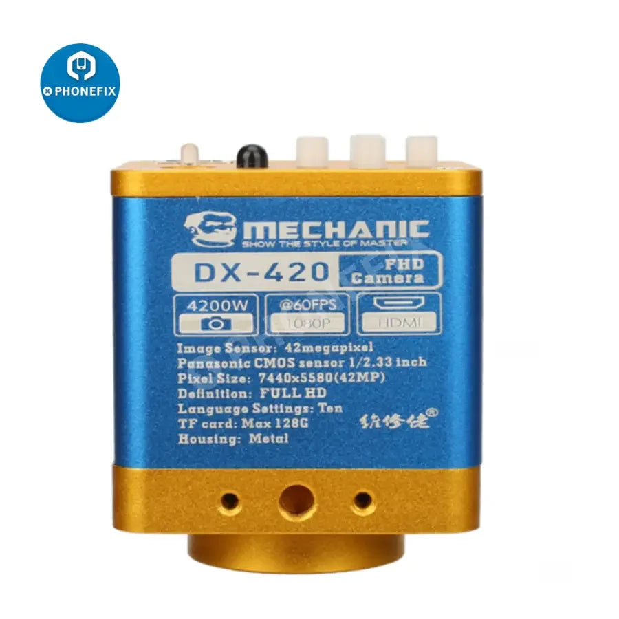 PHONEFIX Mechanic HDMI 4K industrial microscope camera used for micro soldering and repair inspections.
