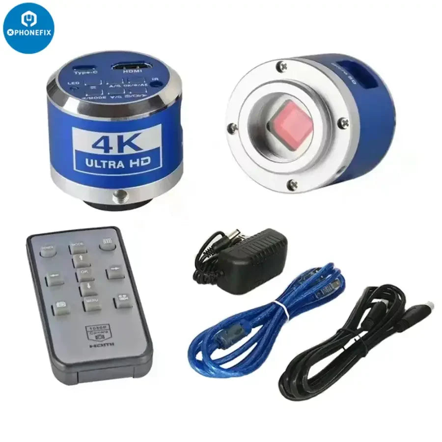 Mechanic DX-4K mini industrial microscope camera with Sony CMOS sensor, used for detailed microscopic imaging.