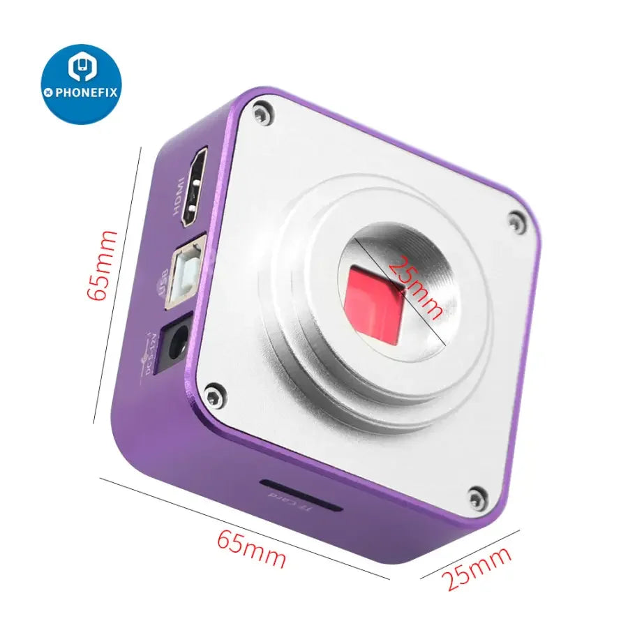 Caméra microscope PHONEFIX 51MP 2K 1080P HDMI USB pour la réparation de téléphones, permettant une inspection détaillée en gros plan des circuits imprimés.