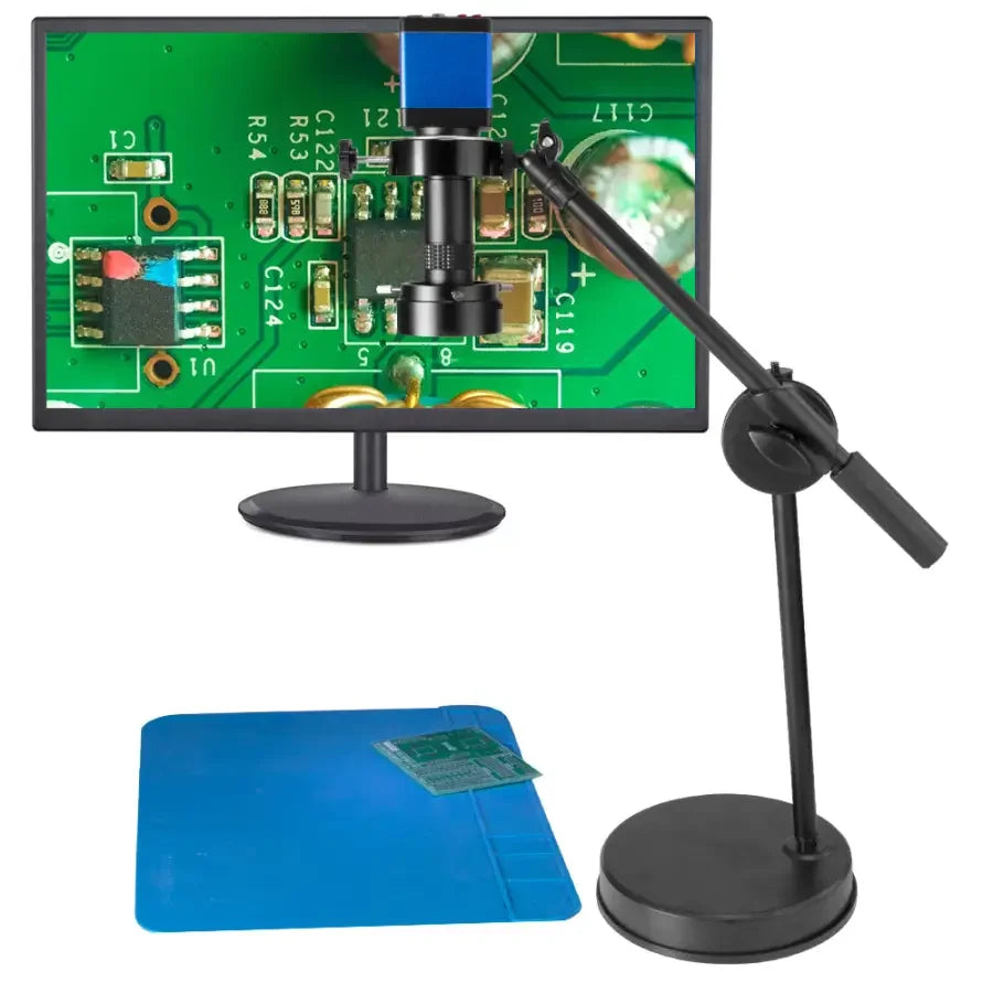 13MP VGA HDMI electronic microscope camera by PHONEFIX, showing detailed view for phone CPU repair and electronic inspection.