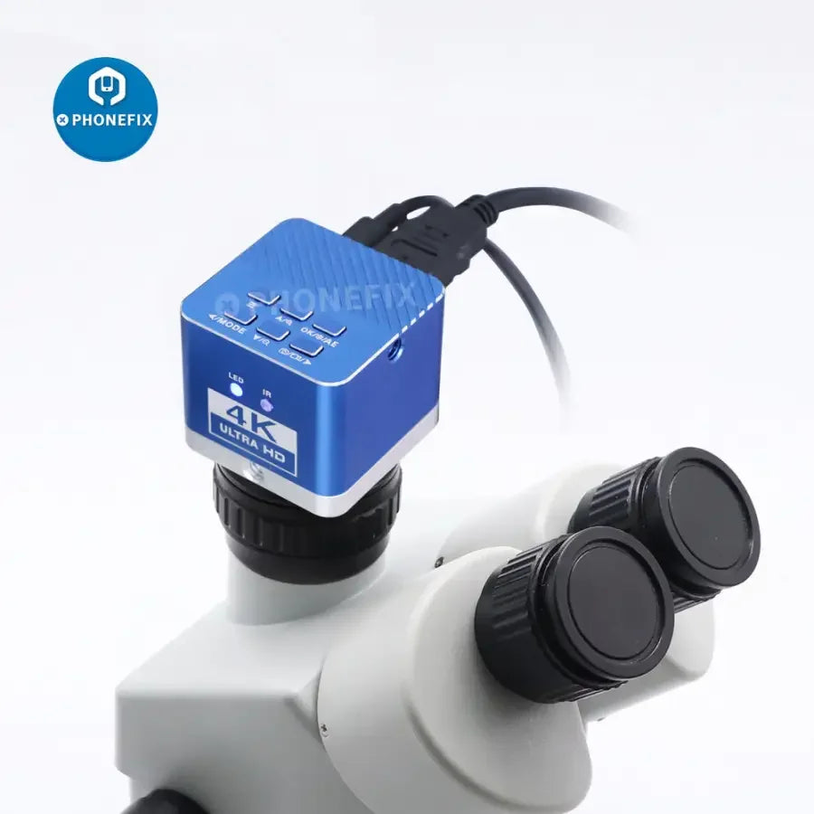 HDMI USB 4K industrial camera by PHONEFIX, CCD digital detector for video microscopy and detailed inspection images.