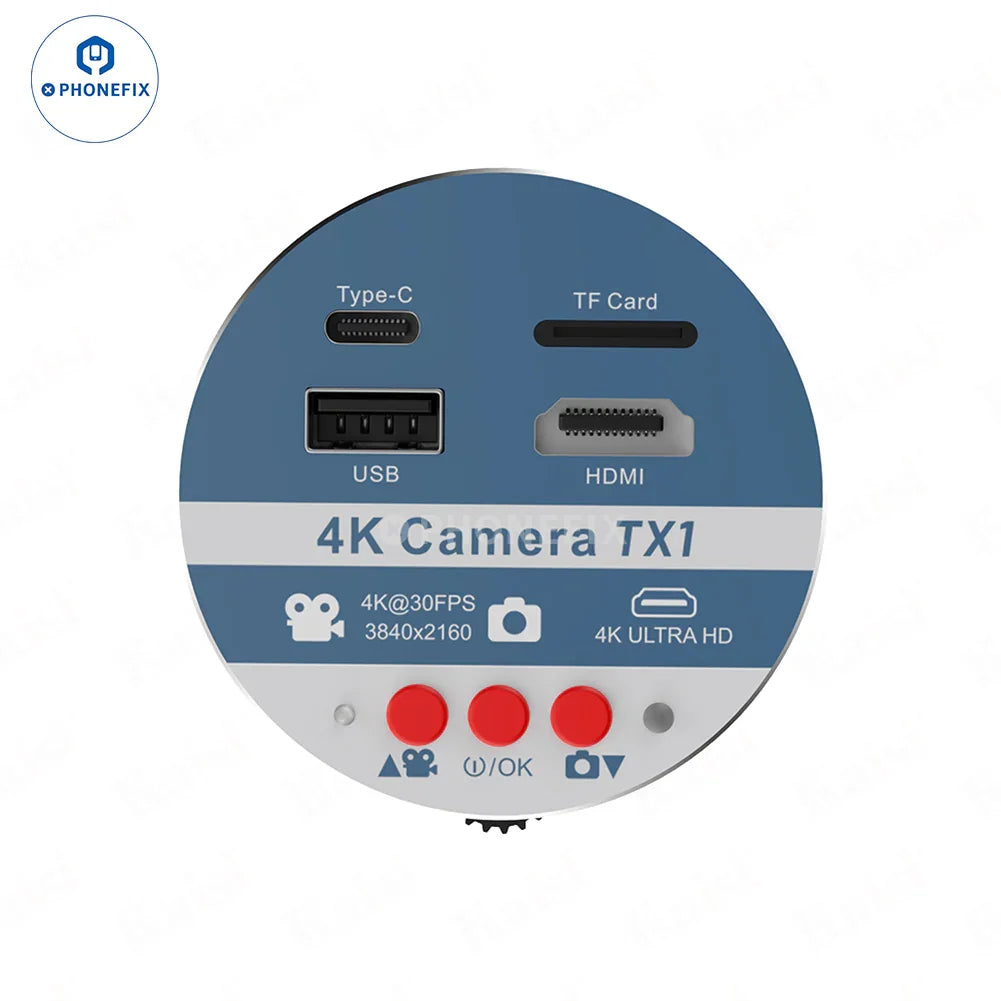 Kaisi TX1 4K HD industrial microscope camera with dual interface, designed for high-resolution microscopic imaging.