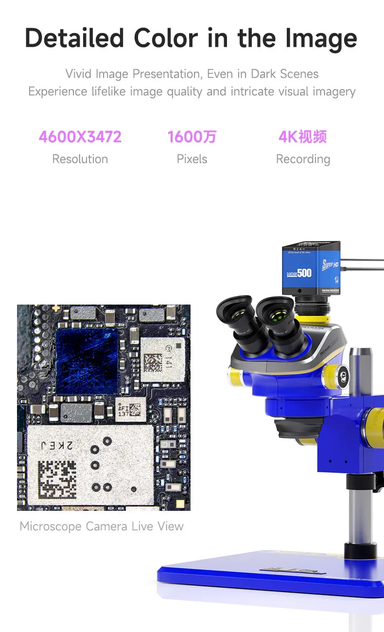 PHONEFIX Mechanic MOS 4K Pro industrial microscope camera with HD 4K video output and digital controls.