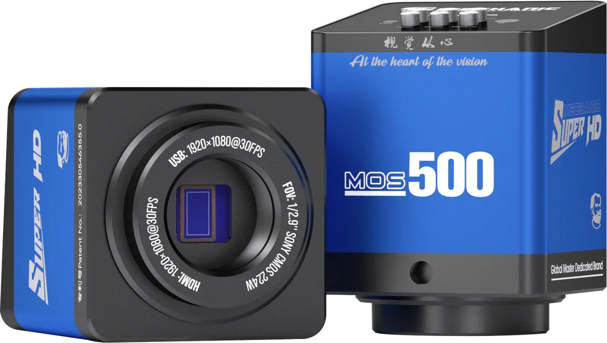 PHONEFIX Mechanic MOS 4K Pro industrial microscope camera showing HD 4K video recording and microscope attachment setup.