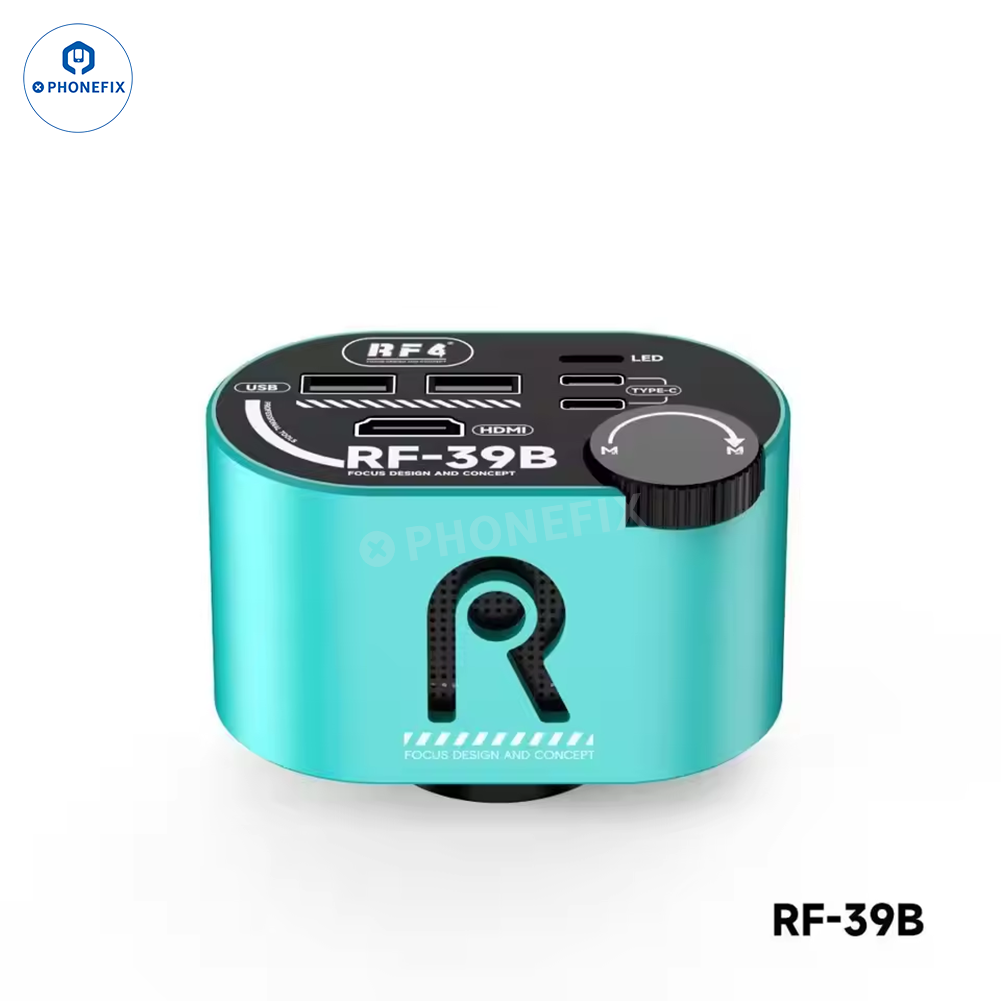 PHONEFIX RF4 Microscope 2K 4K Ultra HD Camera for mobile phone repair, showing close-up view of the microscope lens attachment.
