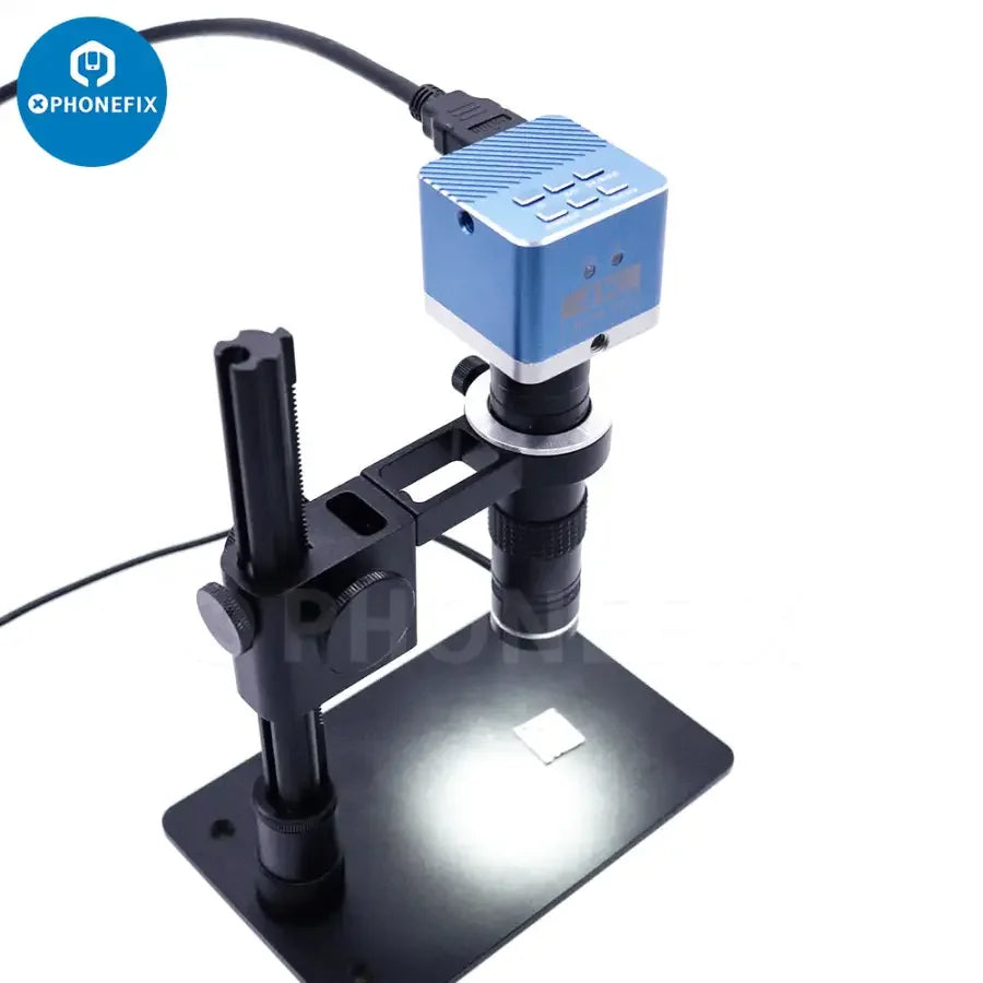 PHONEFIX 4K 51MP VAG industrial microscope camera set with 130X lens and 16 LEDs light for detailed magnified imaging.