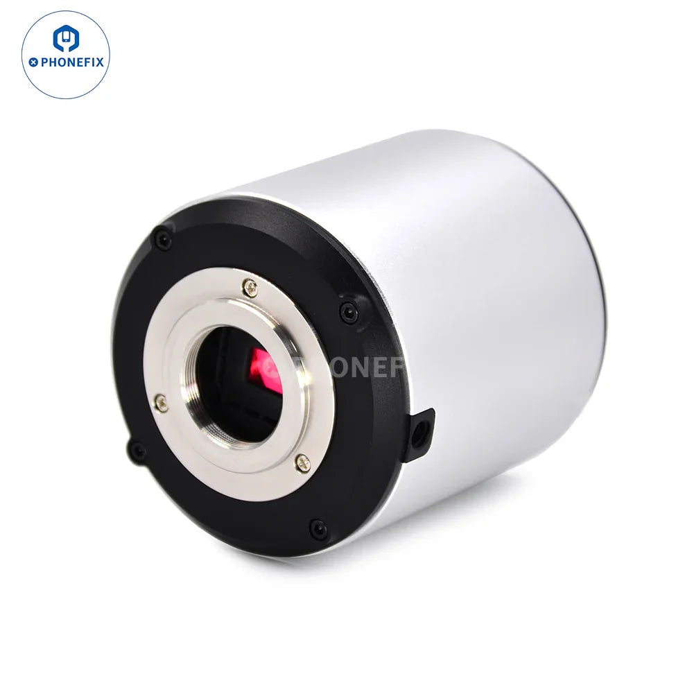 PHONEFIX 4K autofocus microscope camera with Sony CMOS sensor, compact device for high-resolution scientific imaging.