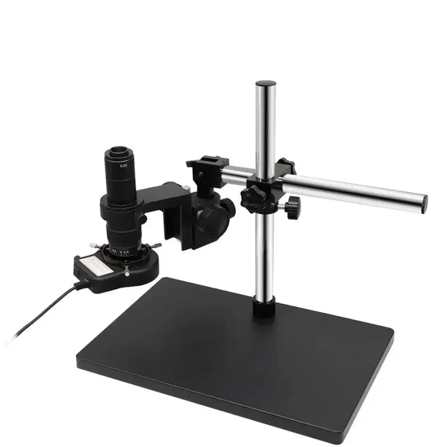 PHONEFIX 38MP HDMI USB digital video microscope camera for PCB soldering, showing close-up view of circuit board inspection.
