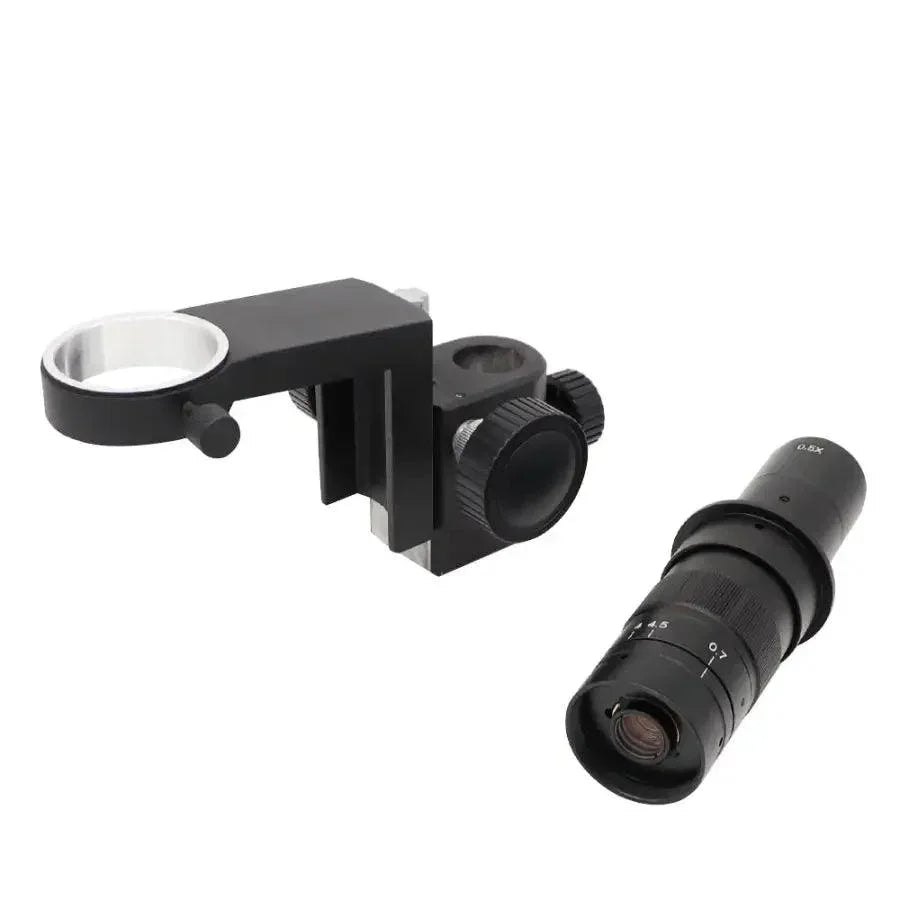 PHONEFIX 38MP HDMI USB digital video microscope camera for PCB soldering, showing close-up view of circuit board details.