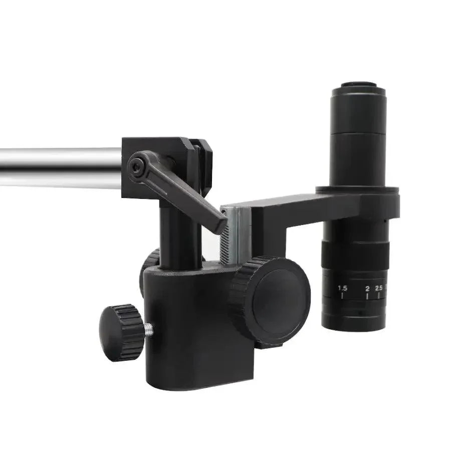 PHONEFIX 38MP HDMI USB digital video microscope camera for PCB soldering, showing detailed close-up of electronic circuit board.