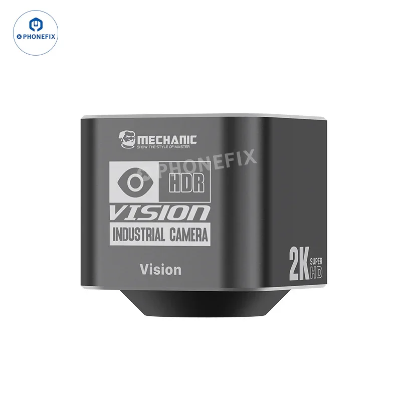 PHONEFIX MECHANIC HD VISION 2K 4K industrial microscope camera showing detailed microscopic view on a screen.