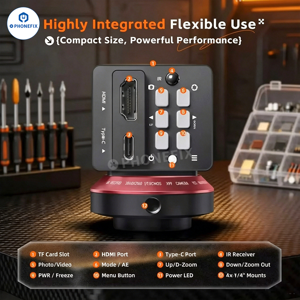 PHONEFIX YCS X99 M.Y MX1 8MP 4K microscope camera for phone PCB repair, ultra HD imaging for detailed electronic inspection.
