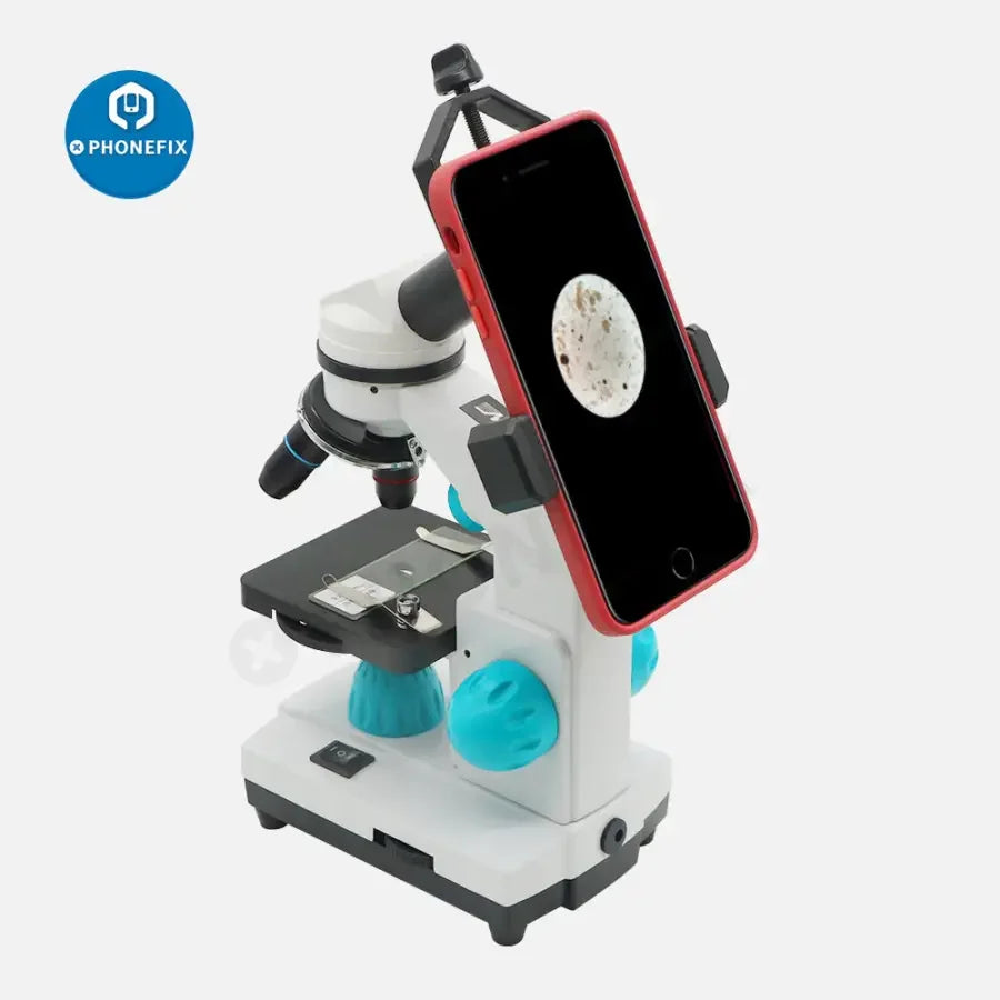 PhoneFIX biological monocular microscope for student labs, educational toy with 2000X magnification and durable build.