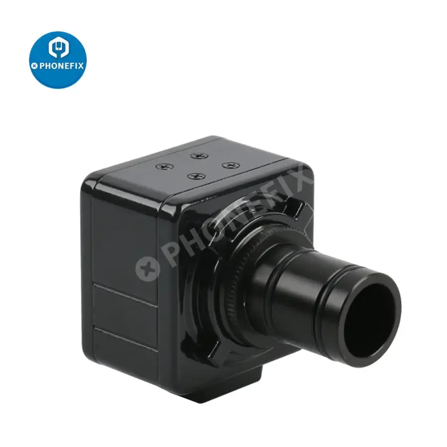 PhoneFix 5MP USB industrial microscope camera with digital electronic eyepiece, used for high-resolution microscopy imaging.